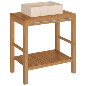 vidaXL Armadietto da Bagno in Legno di Teak con Lavabo in Marmo Crema