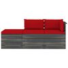 vidaXL Set Divani da Giardino su Pallet 3 pz con Cuscini Massello Pino
