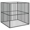 vidaXL Box per Cani 4 Pannelli Nero Acciaio Zincato