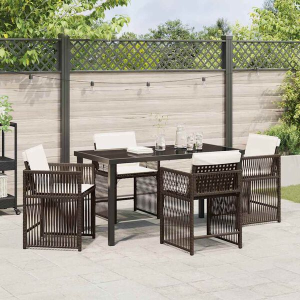 vidaXL Set da Pranzo per Giardino 5 pcs Marrone polyrattan