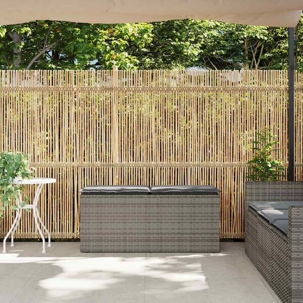 vidaXL Panca da Giardino con Cuscino Grigio 110x40x44 cm in Polyrattan