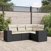 vidaXL Set Divani da Giardino 4 pz con Cuscini Nero in Polyrattan