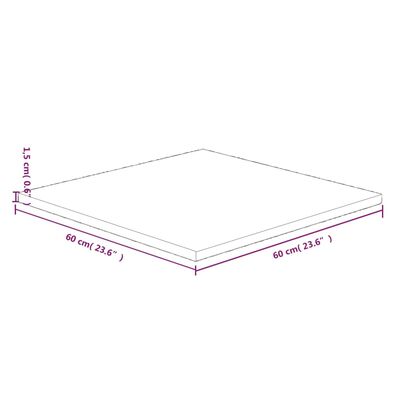 vidaXL Piano Tavolo Quadrato 60x60x1,5 cm Massello Rovere Non Trattato
