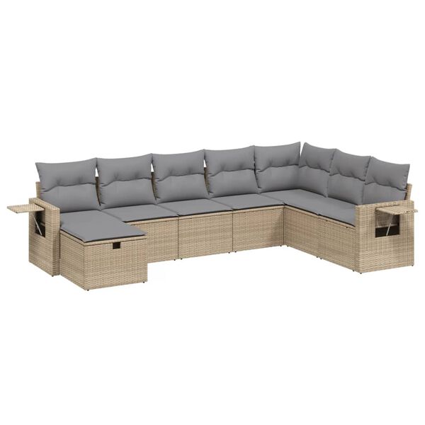 vidaXL Set Divano da Giardino 8 pz con Cuscini Beige Misto Polyrattan