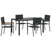 vidaXL Set da Pranzo per Giardino 5 pcs Nero polyrattan