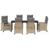 vidaXL Set da Pranzo per Giardino con cuscino 7 pcs Beige polyrattan