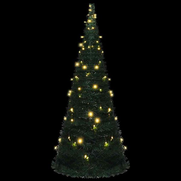 vidaXL Albero di Natale Artificiale Apribile Preilluminato Verde 210cm