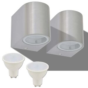 vidaXL Applique LED 2pz Rotonde da Parete per Esterno Proiezione Basso