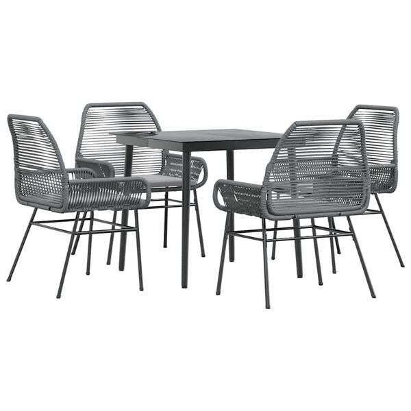 vidaXL Set da Pranzo da Giardino 5 pz con Cuscini Polyrattan Vetro