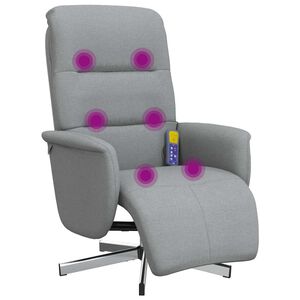 vidaXL Poltrona Reclinante Massaggio Poggiapiedi Grigio Chiaro Tessuto