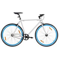 vidaXL Bicicletta a Scatto Fisso Bianca e Blu 700c 55 cm
