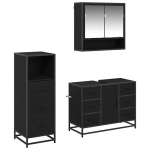 vidaXL Set di mobili per il bagno 3 pz Rovere Nero 80 x 33 x 60 cm