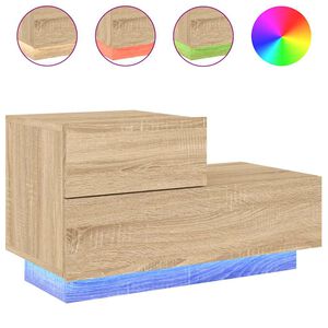 vidaXL Comodino con Luci LED Rovere Sonoma 70x36x40,5 cm