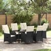vidaXL Set da Pranzo per Giardino con cuscino 7 pcs Nero polyrattan