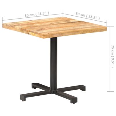 vidaXL Tavolino da Bistrot Quadrato 80x80x75 cm Legno di Mango Grezzo