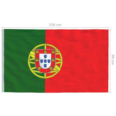 vidaXL Bandiera del Portogallo con Pennone in Alluminio 6,2 m