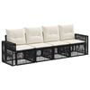 vidaXL Set Divano da Giardino 4 pz Nero e Bianco Crema polyrattan