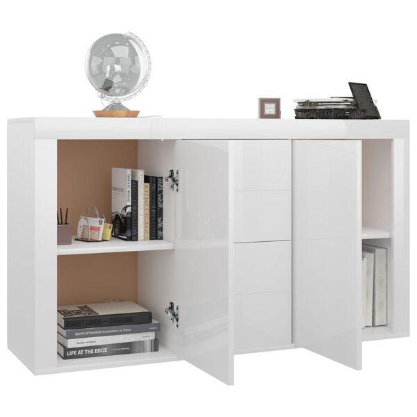 vidaXL Credenza Bianco Lucido 120x36x69 cm in Legno Multistrato