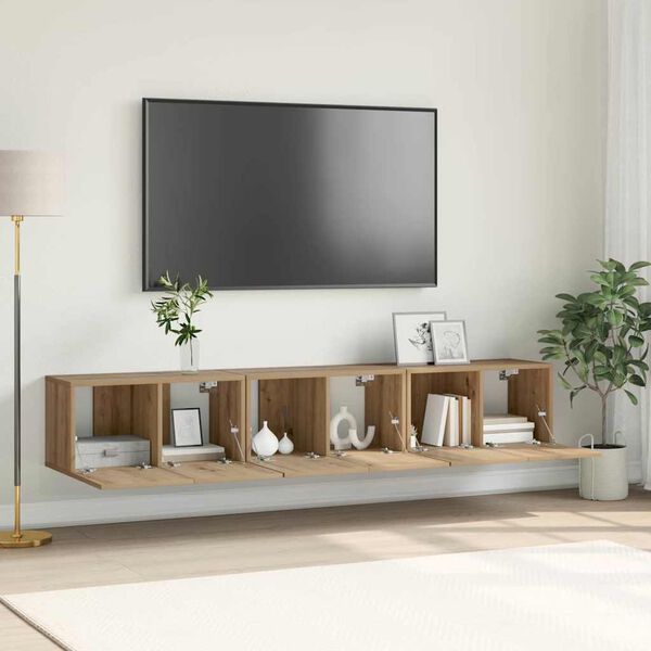 vidaXL Set mobile TV 3 pcs Marrone 60 x 30 x 30 cm Legno multistrato