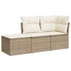 vidaXL Set Divano da Giardino 3 pz con Cuscini Beige in Polyrattan