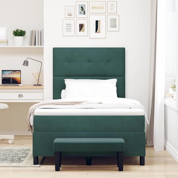 vidaXL Letto a molle con materasso Verde scuro 120 x 190 cm Velluto