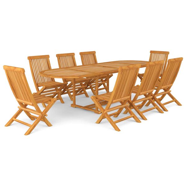 vidaXL Set da Pranzo 9 pz in Legno Massello di Teak