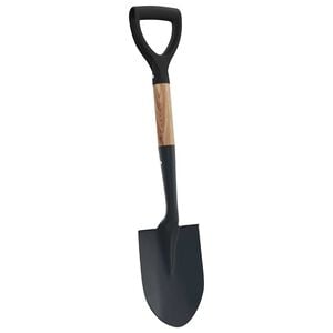 vidaXL Pala Nero 68,5 cm Acciaio Rivestito e Legno Massiccio