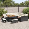 vidaXL Set Divano da Giardino 13 pcs Nero e Crema polyrattan