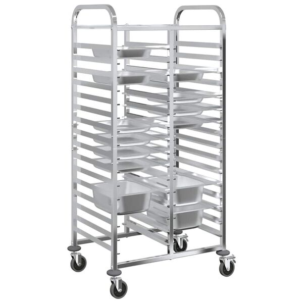 vidaXL Carrello Portateglie con 32 GN Contenitori 75x55x162,5 cm