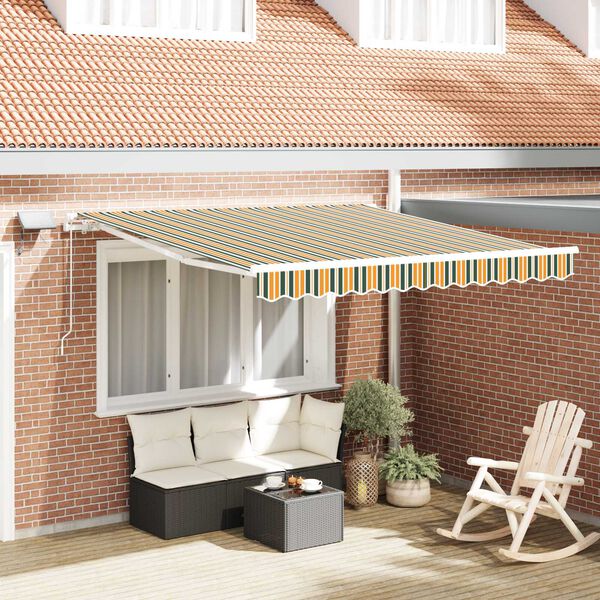vidaXL Tenda Retrattile Verde e giallo 300 x 250 cm Tessuto e acciaio