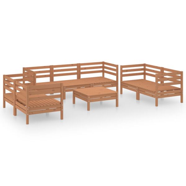 vidaXL Set Salotto da Giardino 8pz Marrone Ambra Legno Massello Pino