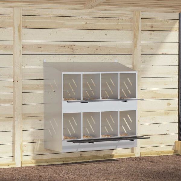 vidaXL Nido per Polli con 8 Scomparti in Metallo Galvanizzato Argento