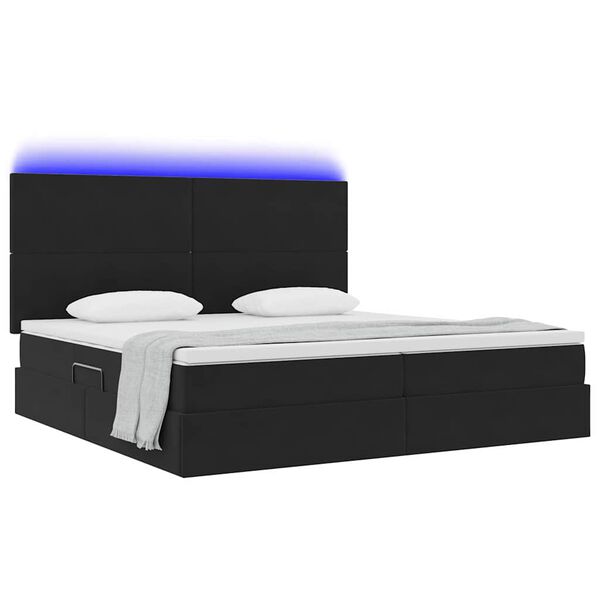 vidaXL Letto con contenitore e LED con led Nero 200 x 200 cm Velluto