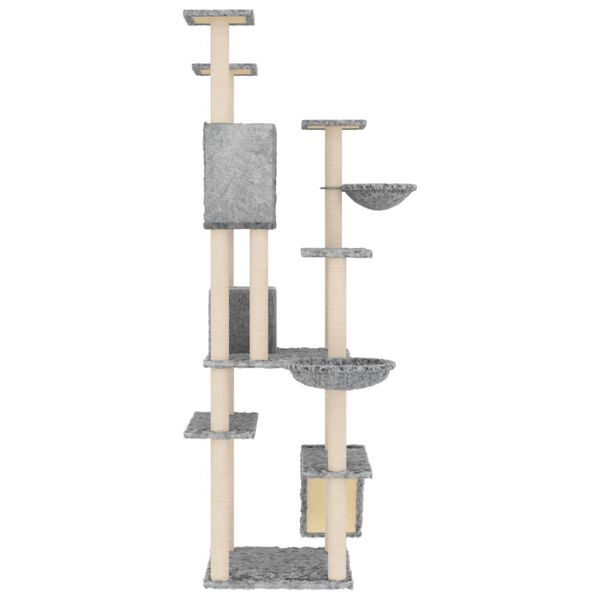 vidaXL Albero per Gatti con Tiragraffi in Sisal Grigio Chiaro 191 cm