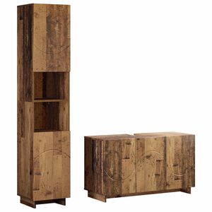 vidaXL Set mobili da bagno 2 pz Legno antico Legno ingegnerizzato