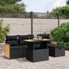 vidaXL Set Divano da Giardino 6 pz con Cuscini Nero in Polyrattan