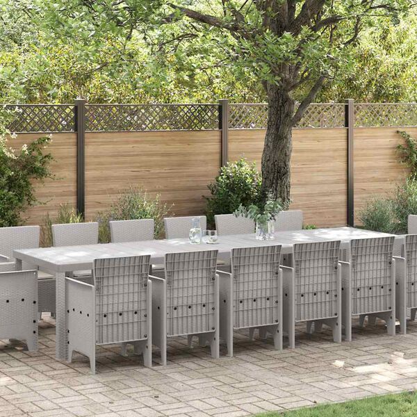 vidaXL Set da Pranzo per Giardino 15 pcs Grigio chiaro Rattan Polt