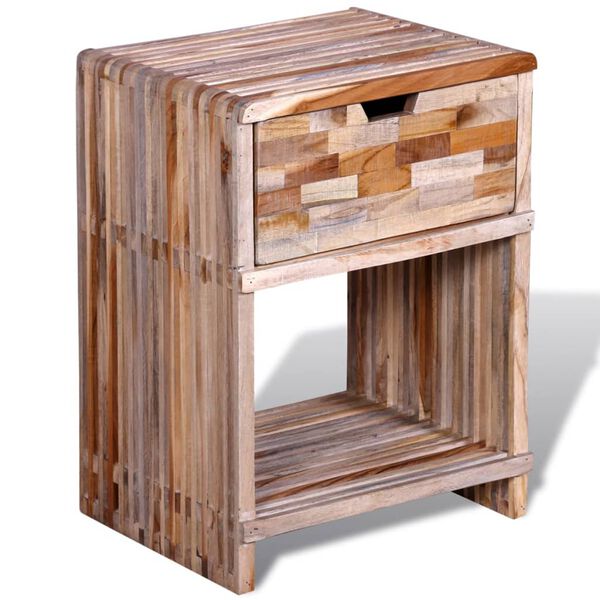 vidaXL Comodino con Cassetto in Legno di Recupero di Teak