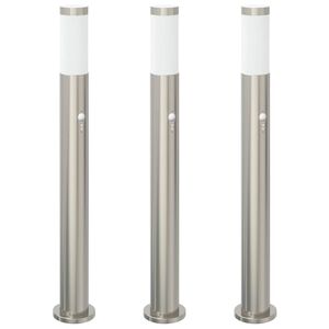 vidaXL Lampioni a dissuasore con sensore 3 pz 80 cm Acciaio Inox IP44