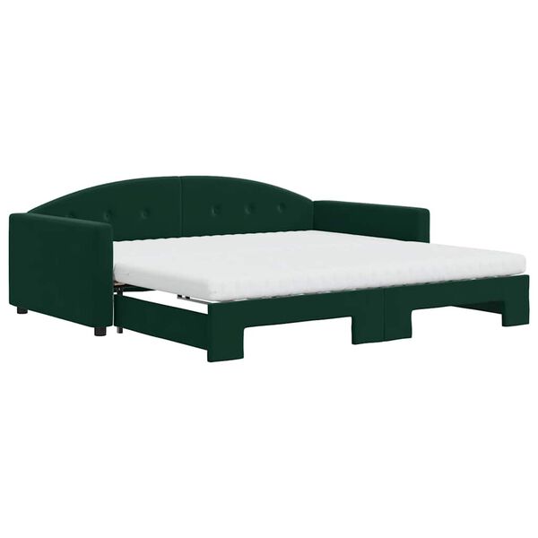 vidaXL Divano Letto Estraibile Materassi Verde Scuro 100x200 Velluto
