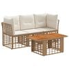 vidaXL Set Divano da Giardino 4 pz Naturale e Bianco Crema polyrattan