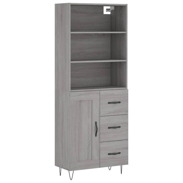 vidaXL Credenza Grigio Sonoma 69,5x34x180 cm in Legno Multistrato