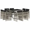 vidaXL Set Pranzo da Giardino 9pz con Cuscini Grigio Chiaro Polyrattan