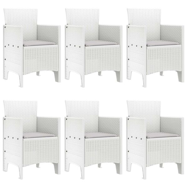 vidaXL Set da Pranzo per Giardino 7 pcs Bianco Rattan Polt