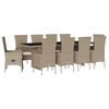 vidaXL Set da Pranzo da Giardino 11 pz con Cuscini Beige in Polyrattan