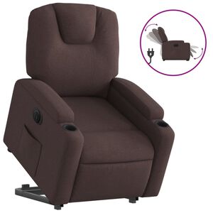 vidaXL Poltrona Alzapersona Reclinante Elettrica Marrone Scuro Tessuto