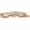 vidaXL Set Salotto Giardino 12pz Cuscini Grigio Chiaro Legno Massello