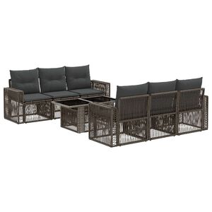 vidaXL Set Divano da Giardino 7 pz Grigio e Grigio Scuro polyrattan