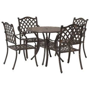 vidaXL Set da Pranzo per Giardino 5 pcs Bronzo Alluminio