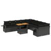 vidaXL Set Divani da Giardino 11 pz con Cuscini in Polyrattan Nero